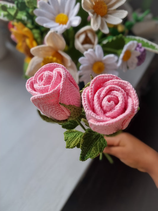 Patrón Rosa Tejida de 8 Pétalos – PDF digital