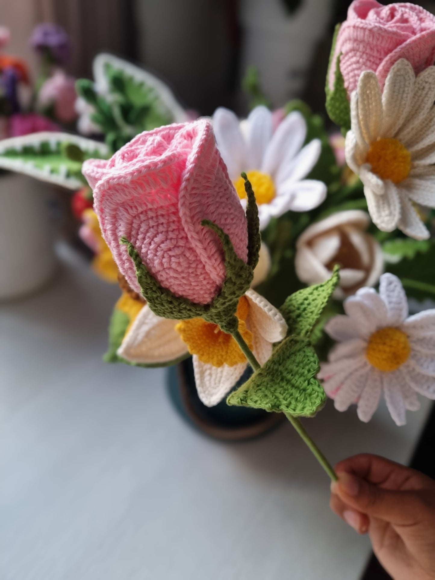 Patrón Rosa Tejida de 8 Pétalos – PDF digital